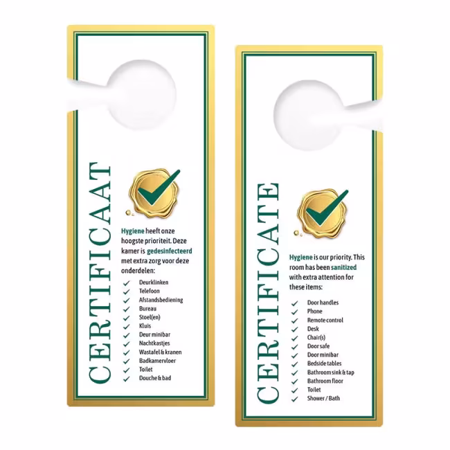 Deurhanger Hygiëne Certificaat