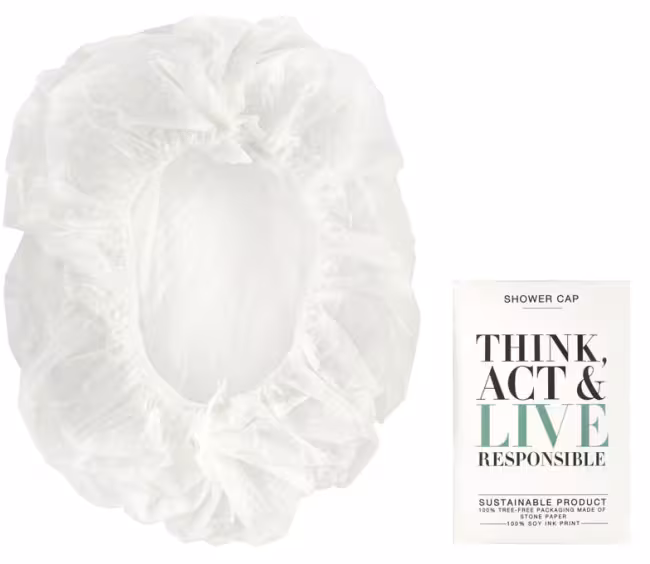 Think, Act & Live Responsible shower cap (maismeel)